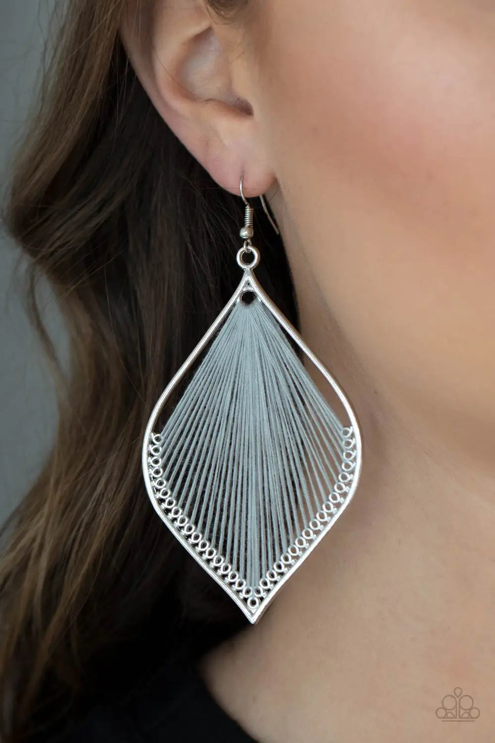Paparazzi Accessories ✽String Theory - Silver Earrings✽Flat Rate Ship $4.50✽ - Image #2