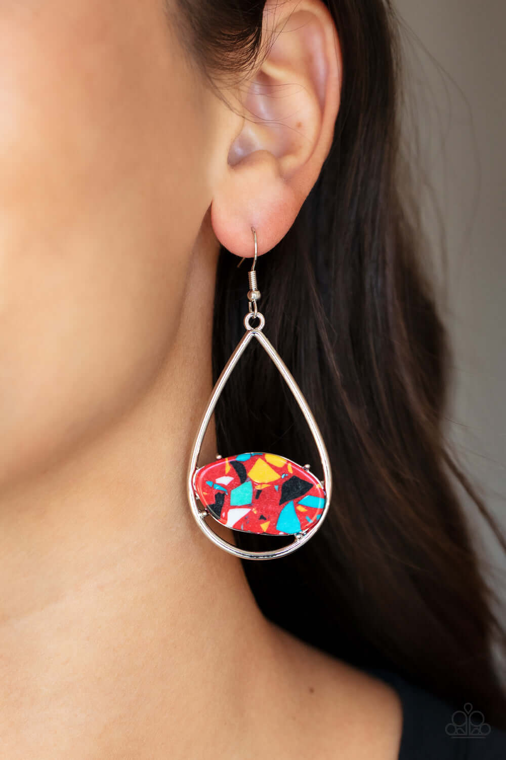 Paparazzi Accessories ❋Tropical Terrazzo - Red Earrings❋ Flat Rate Ship $4.50❋ - Image #2