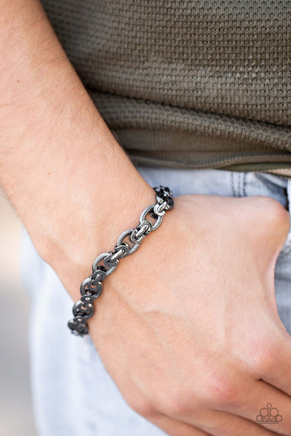 Paparazzi Accessories ❋Gridiron Grunge - Black Mens Bracelet❋ Flat Rate Ship $4.50❋