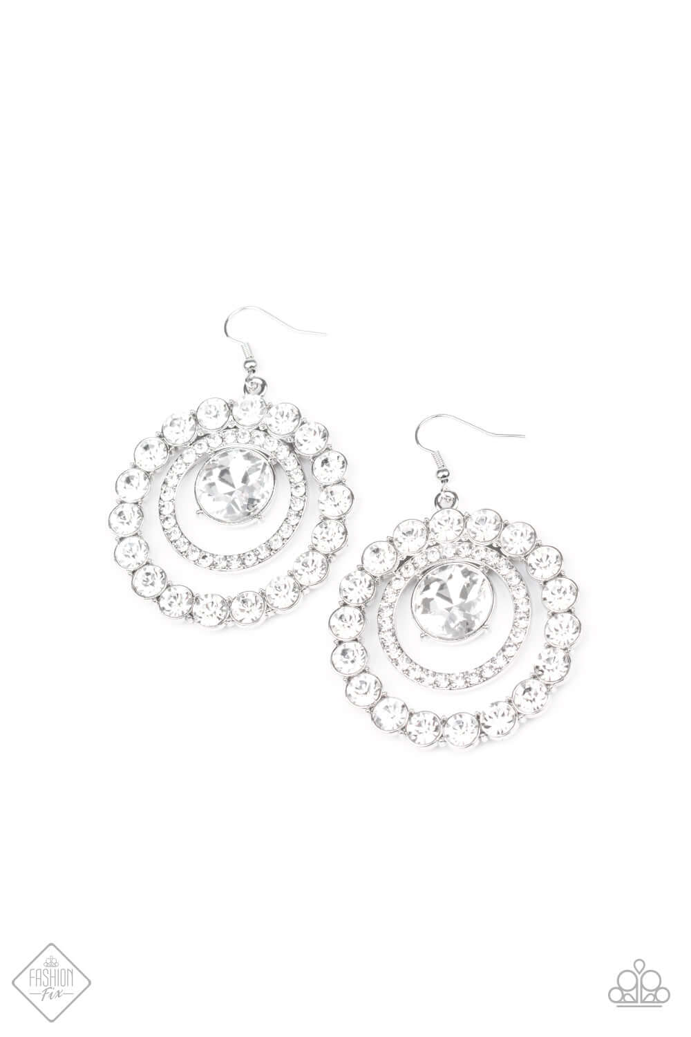 Paparazzi Accessories ✽Glitzy Gamble - White Earrings ✽Flat Rate Ship $4.50✽ - Image #2