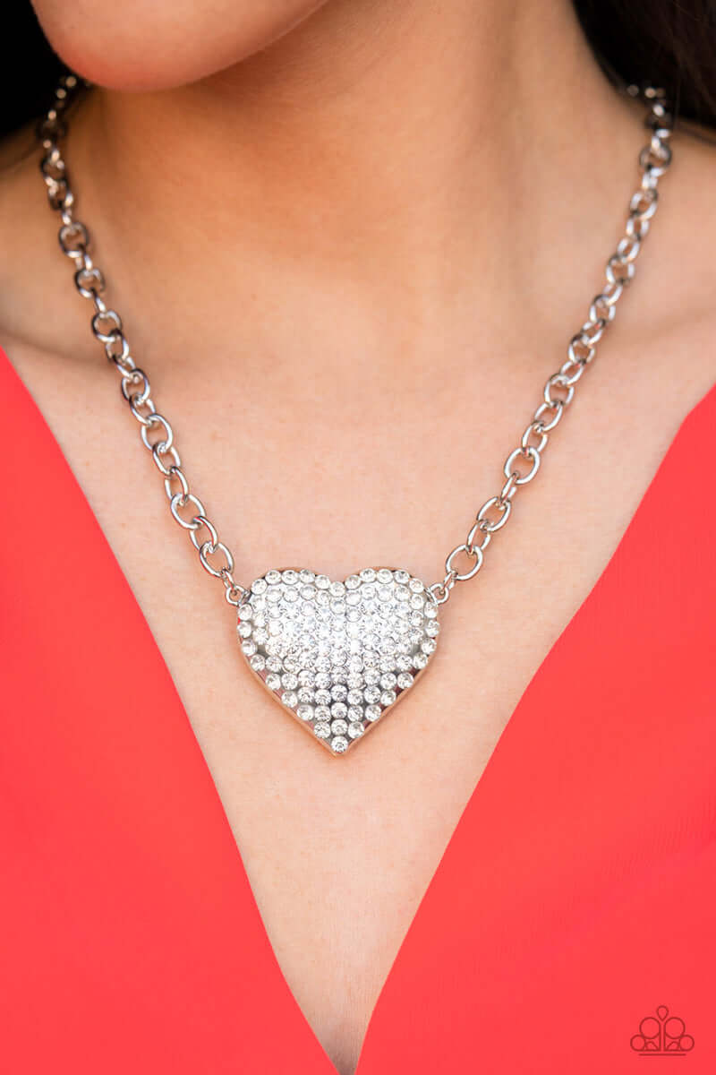 Paparazzi Accessories ❋Heartbreakingly Blingy - White Necklace❋ Flat Rate Ship $4.50❋ - Image #2