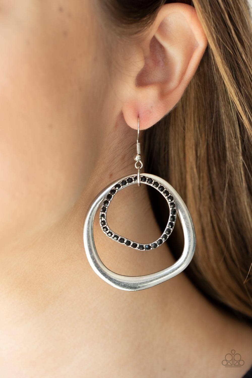 Paparazzi Accessories ❋Spinning With Sass - Black Earrings❋ Flat Rate Ship $4.50❋ - Image #2