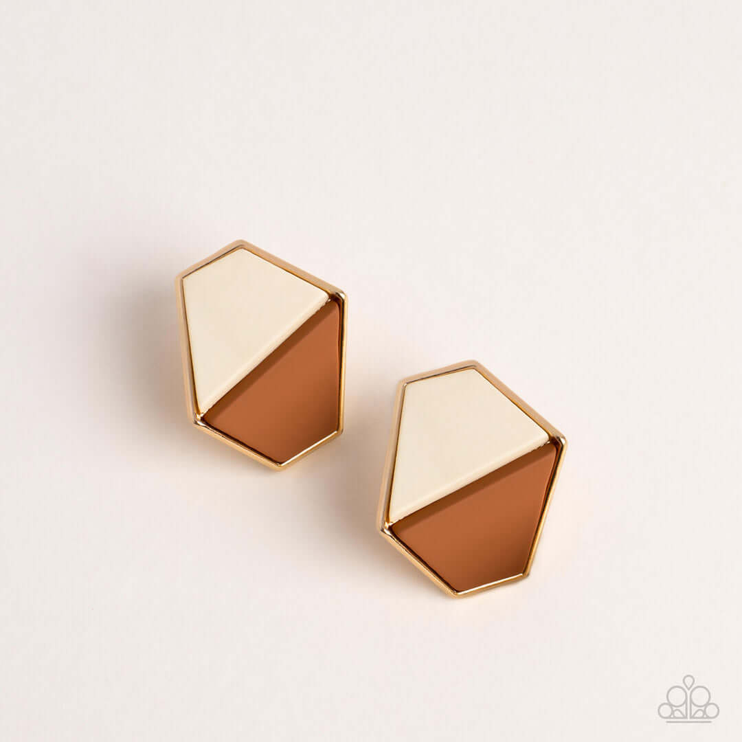 Paparazzi Accessories ❋Generically Geometric - Brown Post Earrings❋ Flat Rate Ship $4.50❋ - Image #3