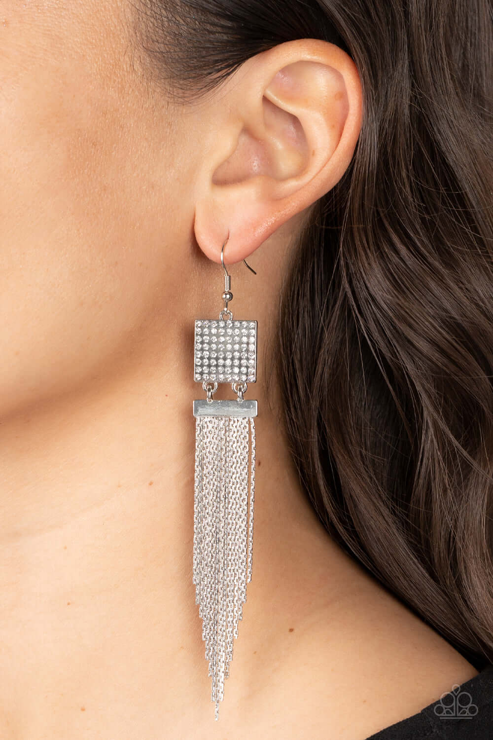 Paparazzi Accessories ❋Dramatically Deco - White Earrings❋ Flat Rate Ship $4.50❋ - Image #2