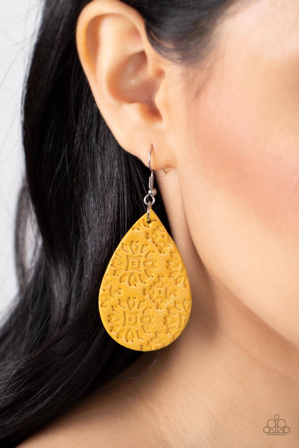 Paparazzi Accessories ❋Stylishly Subtropical - Yellow Earrings❋ Flat Rate Ship $4.50❋ - Image #2