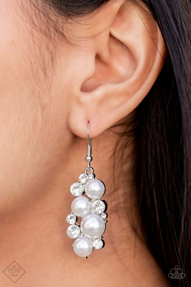 Paparazzi Accessories ❋Fond of Baubles - White Earrings❋ Flat Rate Ship $4.50❋ - Image #2