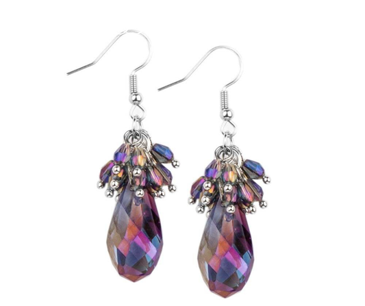 Paparazzi Accessories ✽Well Versed in Sparkle - Purple Multi Earrings✽Flat Rate Ship $4.50✽ - Image #3
