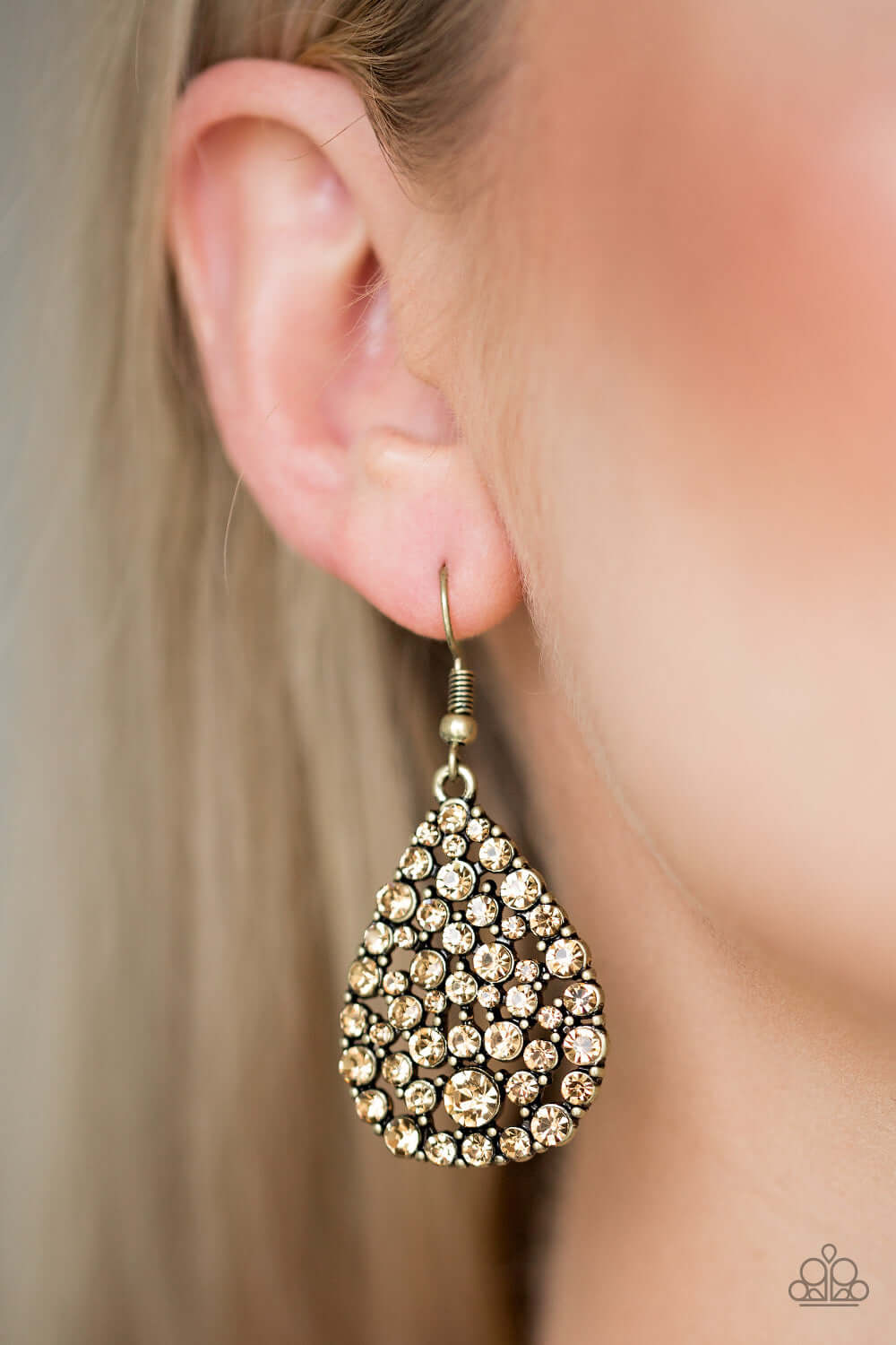 Paparazzi Accessories ✽ Sparkle Brighter - Brass Earrings✽Flat Rate Ship $4.50✽ - Image #2