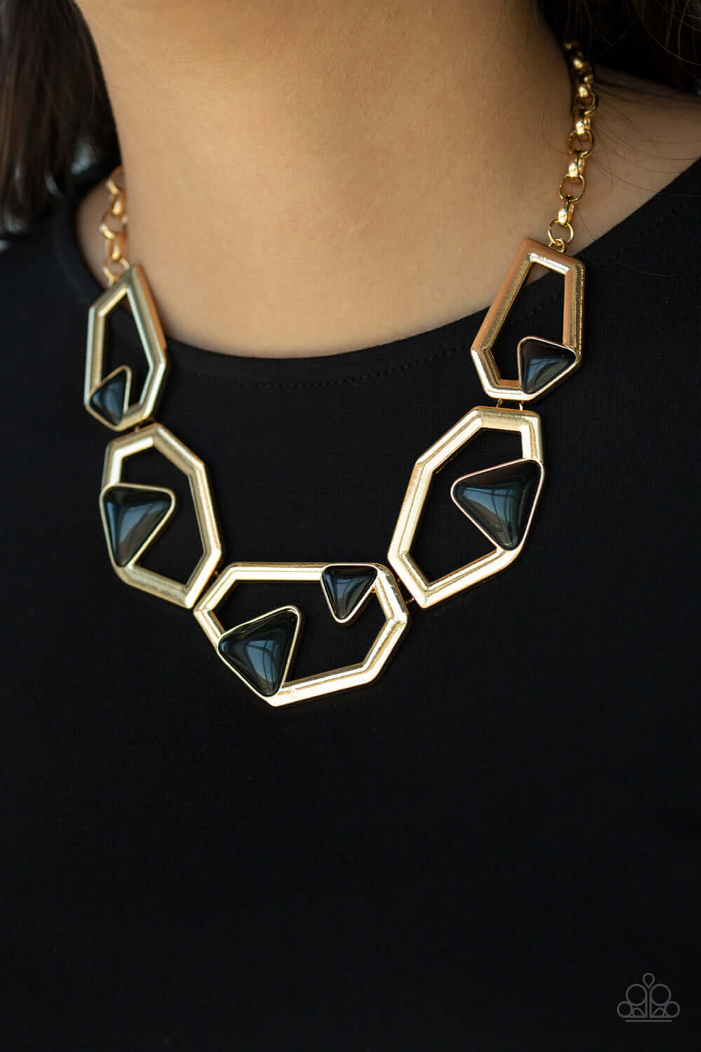 Paparazzi Accessories ✽ GEO-ing, GEO-ing, Gone - Gold Necklace✽Flat Rate Ship $4.50✽ - Image #2