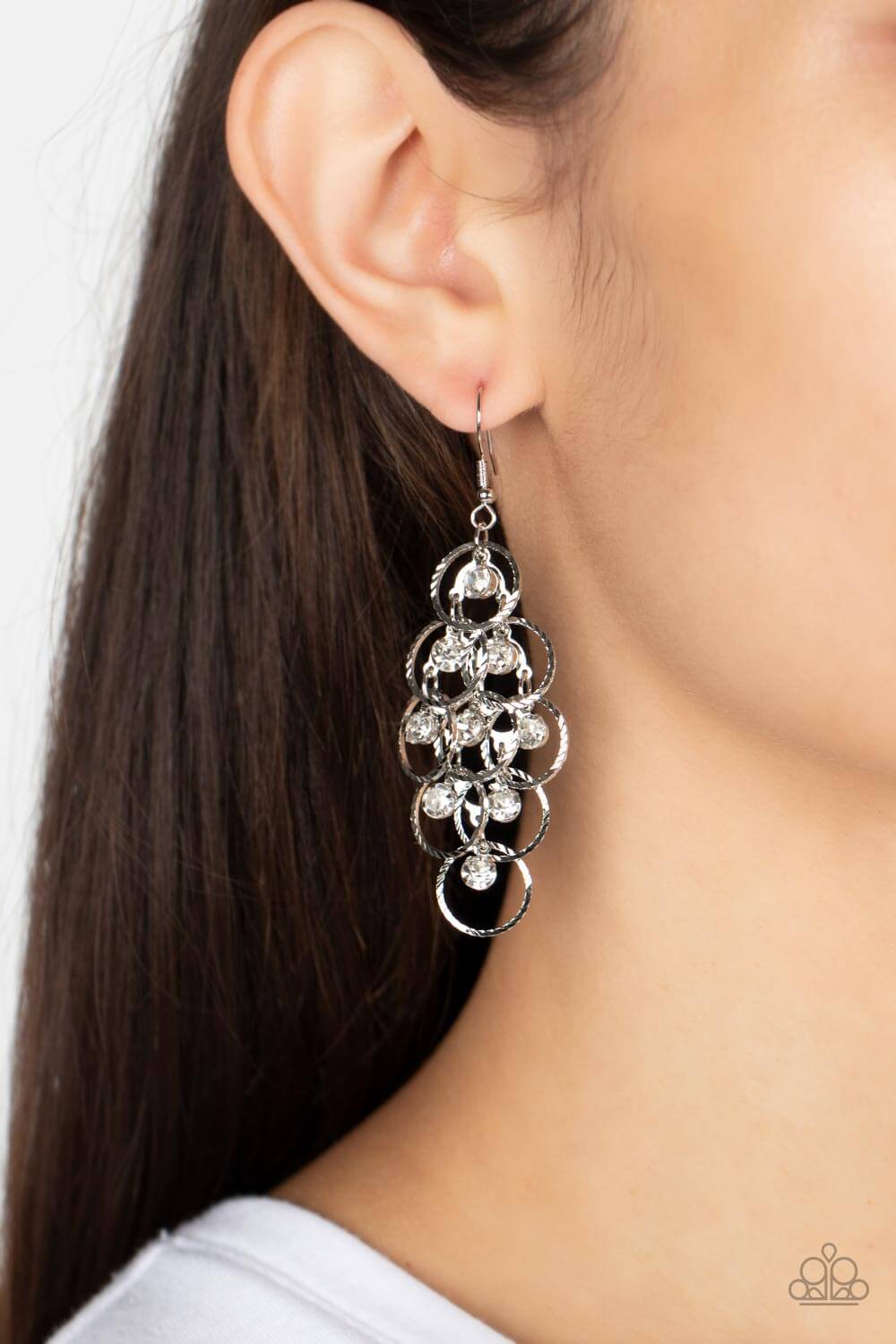Paparazzi Accessories ❋Head Rush - White Earrings❋ Flat Rate Ship $4.50❋ - Image #2
