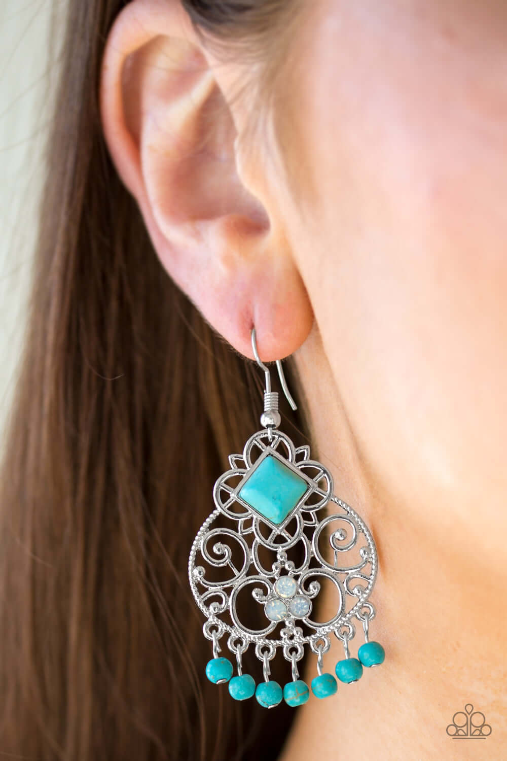 Paparazzi Accessories ✽ Western Wonder - Blue Earrings✽Flat Rate Ship $4.50✽ - Image #2