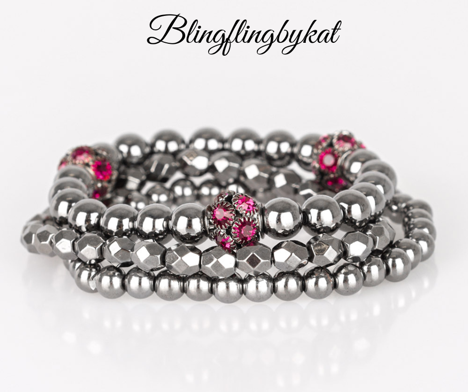 Paparazzi Accessories ✽ Noticeably Noir - Pink Bracelet✽Flat Rate Ship $4.50✽ - Image #2