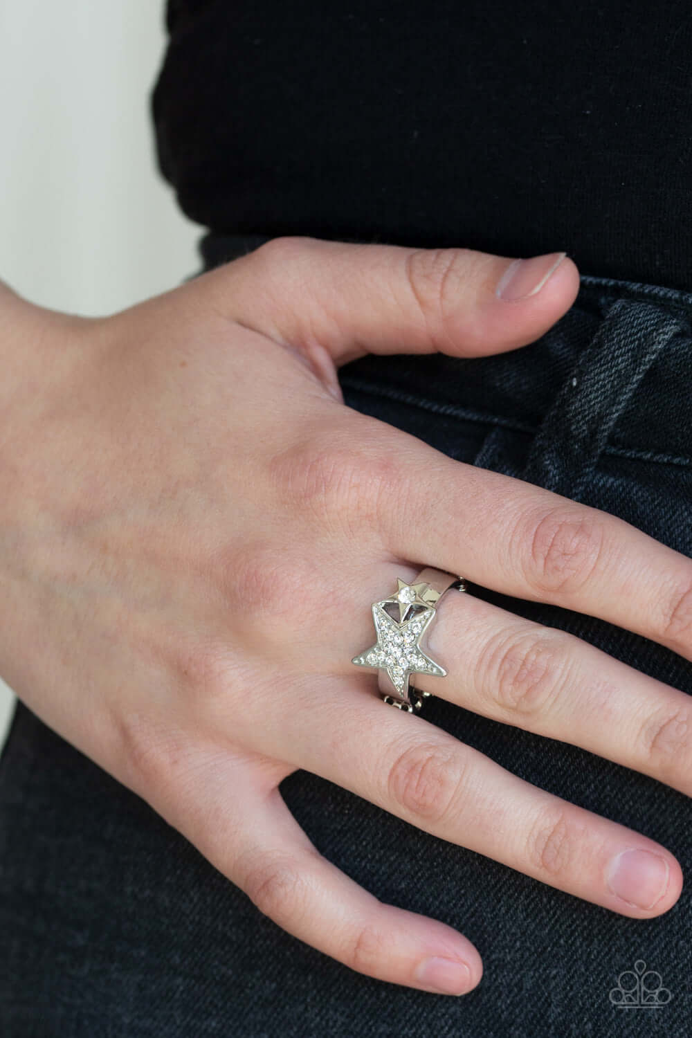 Paparazzi Accessories ✽ Star-Spangled Starlet - White Ring✽Flat Rate Ship $4.50✽ - Image #2