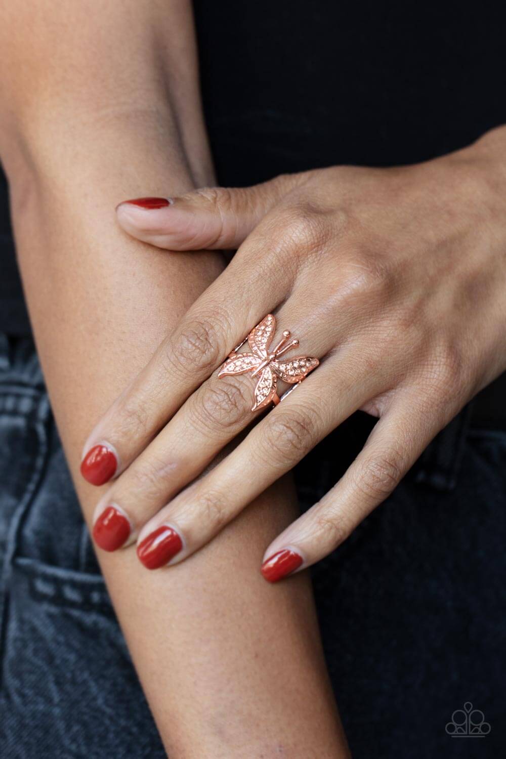 Paparazzi Accessories ❋Blinged Out Butterfly - Copper Ring❋ Flat Rate Ship $4.50❋ - Image #2