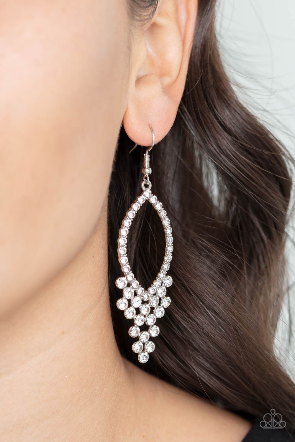 Paparazzi Accessories ❋GLOWING off the Deep End - White Earrings❋ Flat Rate Ship $4.50❋ - Image #2