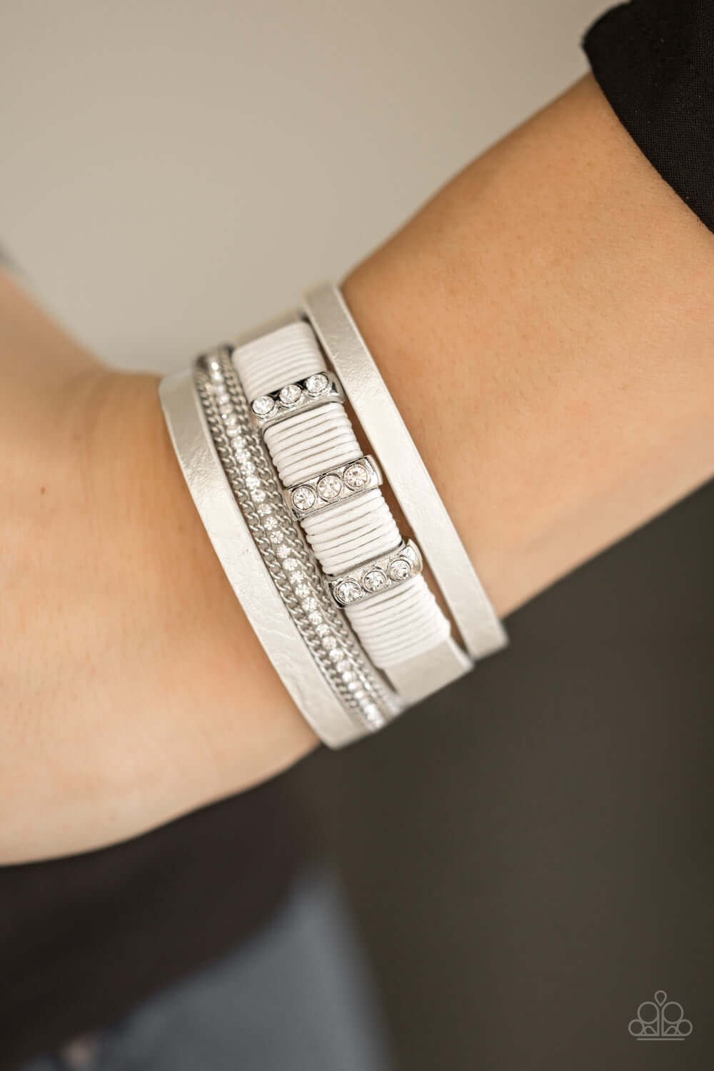 Paparazzi Accessories ✽ FAME Night - White Bracelet✽Flat Rate Ship $4.50✽ - Image #2