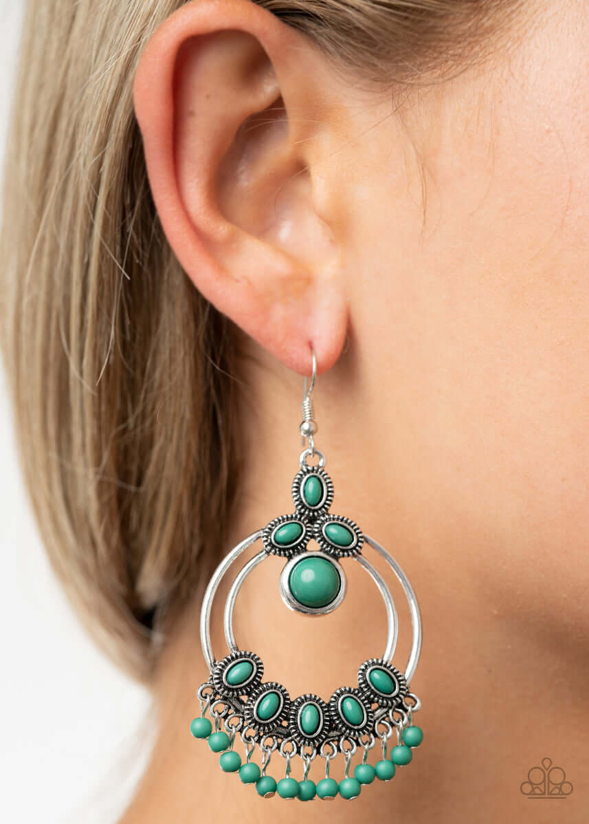 Paparazzi Accessories ❋Palm Breeze - Green Earrings❋ Flat Rate Ship $4.50❋ - Image #2