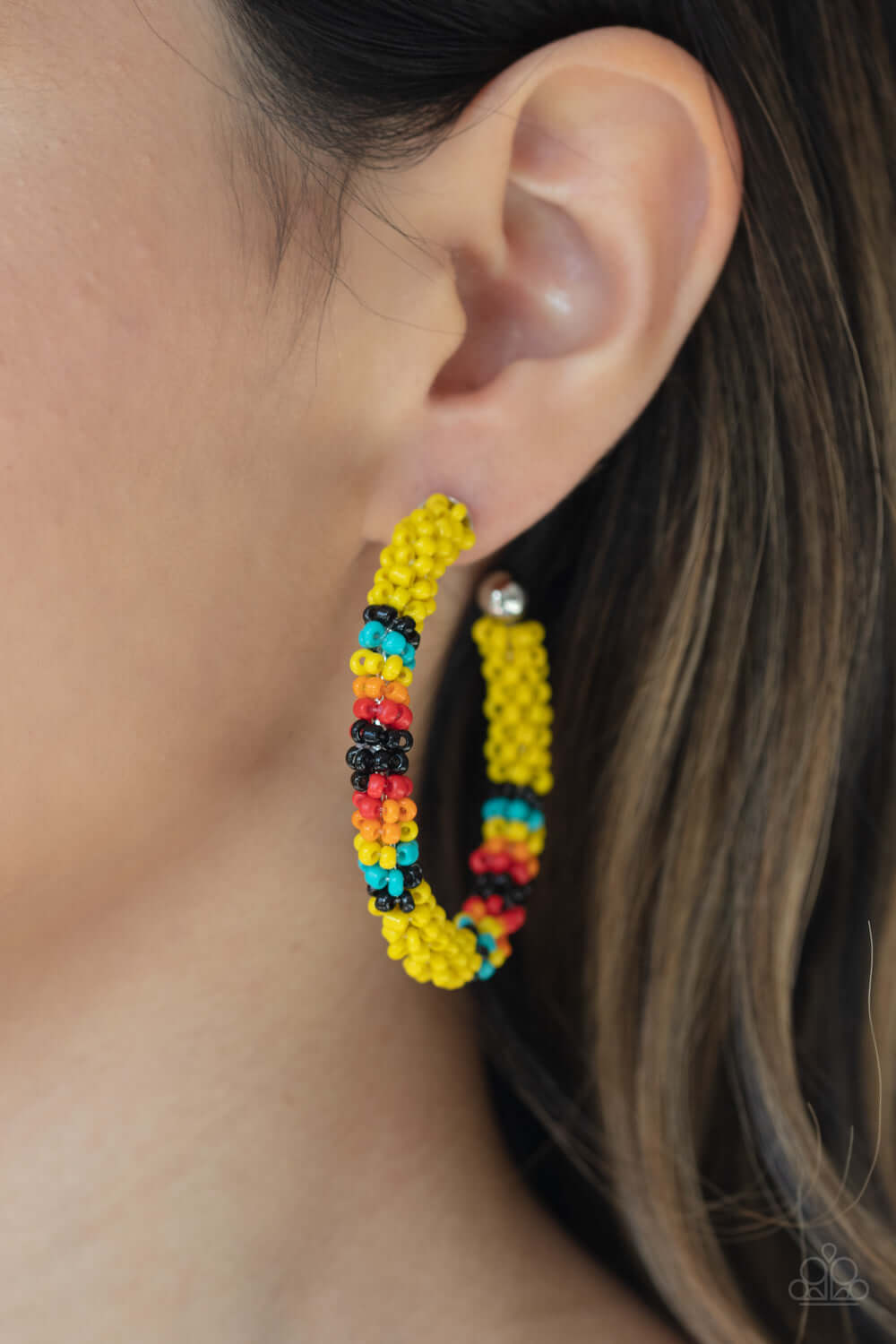 Paparazzi Accessories ✽ Bodaciously Beaded - Yellow Earrings✽Flat Rate Ship $4.50✽ - Image #2