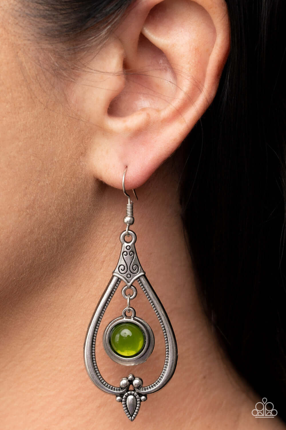 Paparazzi Accessories ❋Ethereal Emblem - Green Earrings❋ Flat Rate Ship $4.50❋ - Image #2