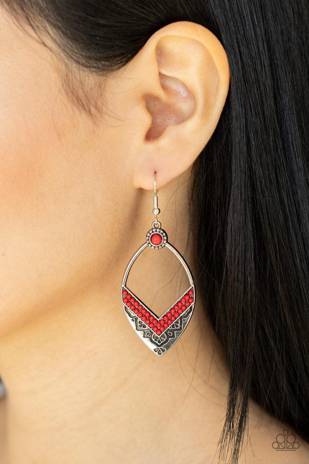 Paparazzi Accessories ❋Indigenous Intentions - Red Earrings❋ Flat Rate Ship $4.50❋ - Image #2