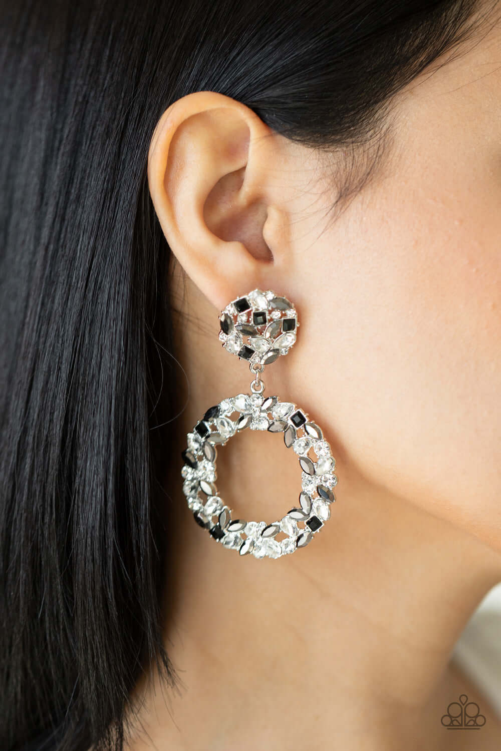 Paparazzi Accessories ❋Party Ensemble - Black Post Earrings❋ Flat Rate Ship $4.50❋ - Image #2