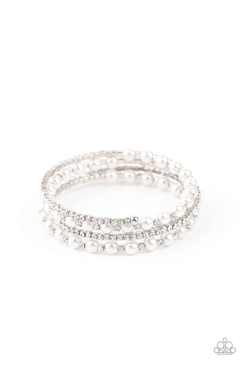 Paparazzi Accessories ✽ Starry Strut - White Bracelet ✽ Flat Rate Ship $4.50✽ - Image #1