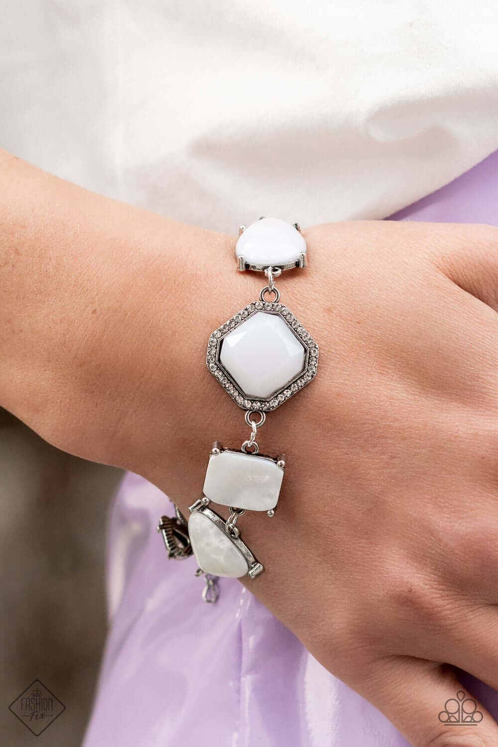Paparazzi Accessories ❋Grounding Glamour - White Bracelet❋ Flat Rate Ship $4.50❋ - Image #2