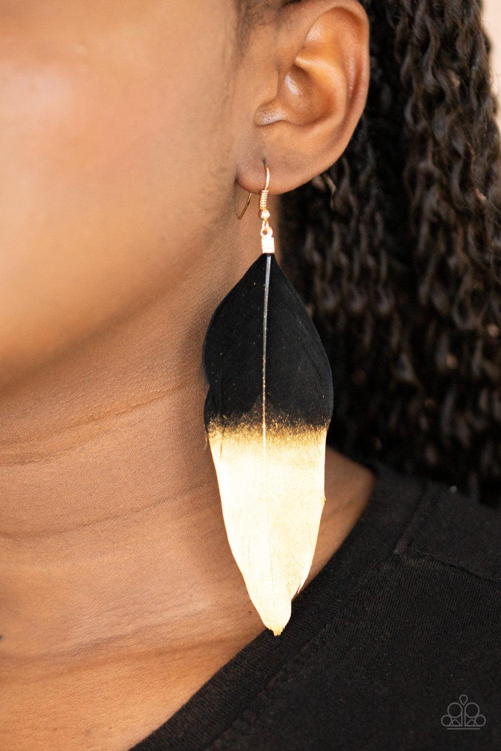 Paparazzi Accessories ✽ Fleek Feathers - Black Earrings✽Flat Rate Ship $4.50✽ - Image #2