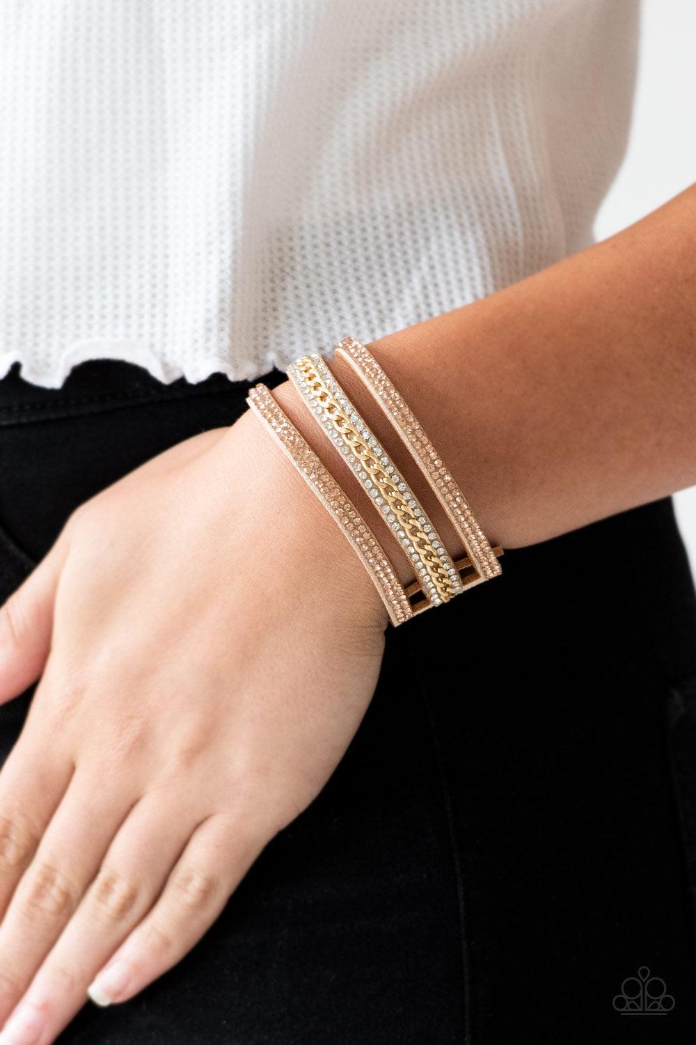 Paparazzi Accessories ✽ Rollin In Rhinestones - Gold Bracelet✽Flat Rate Ship $4.50✽ - Image #2