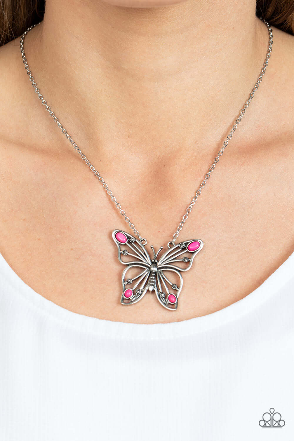 Paparazzi Accessories ❋Badlands Butterfly - Pink Necklace❋ Flat Rate Ship $4.50❋ - Image #2
