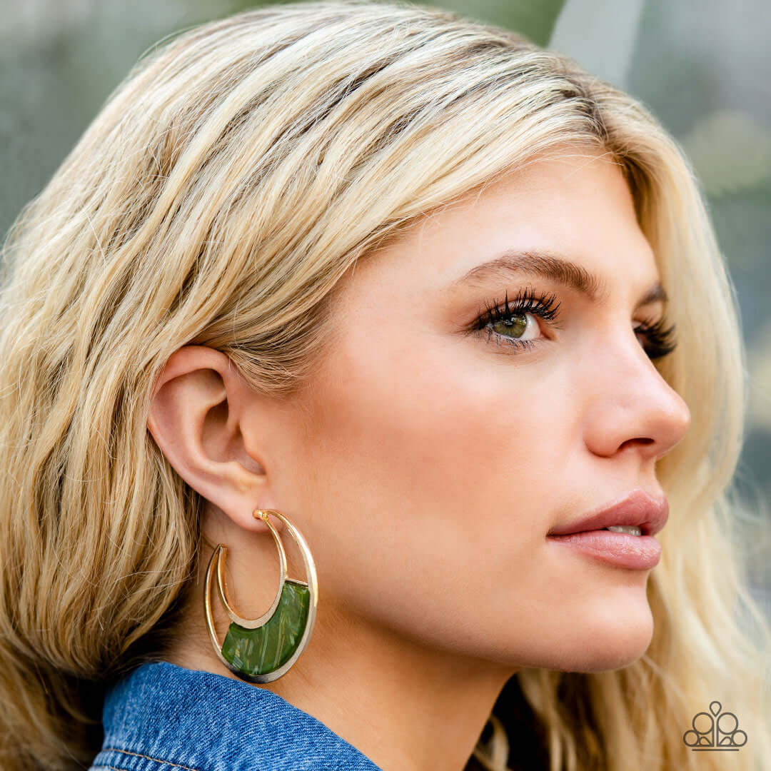 Paparazzi Accessories ❋Contemporary Curves - Green Earrings❋ Flat Rate Ship $4.50❋ - Image #2