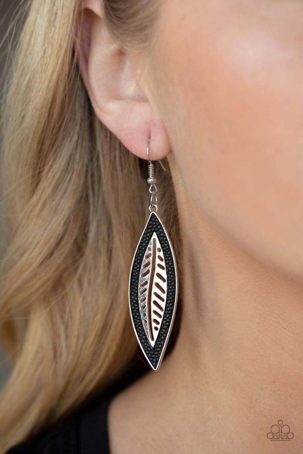 Paparazzi Accessories ❋â€‹Leather Lagoon - Black Earrings❋ Flat Rate Ship $4.50❋