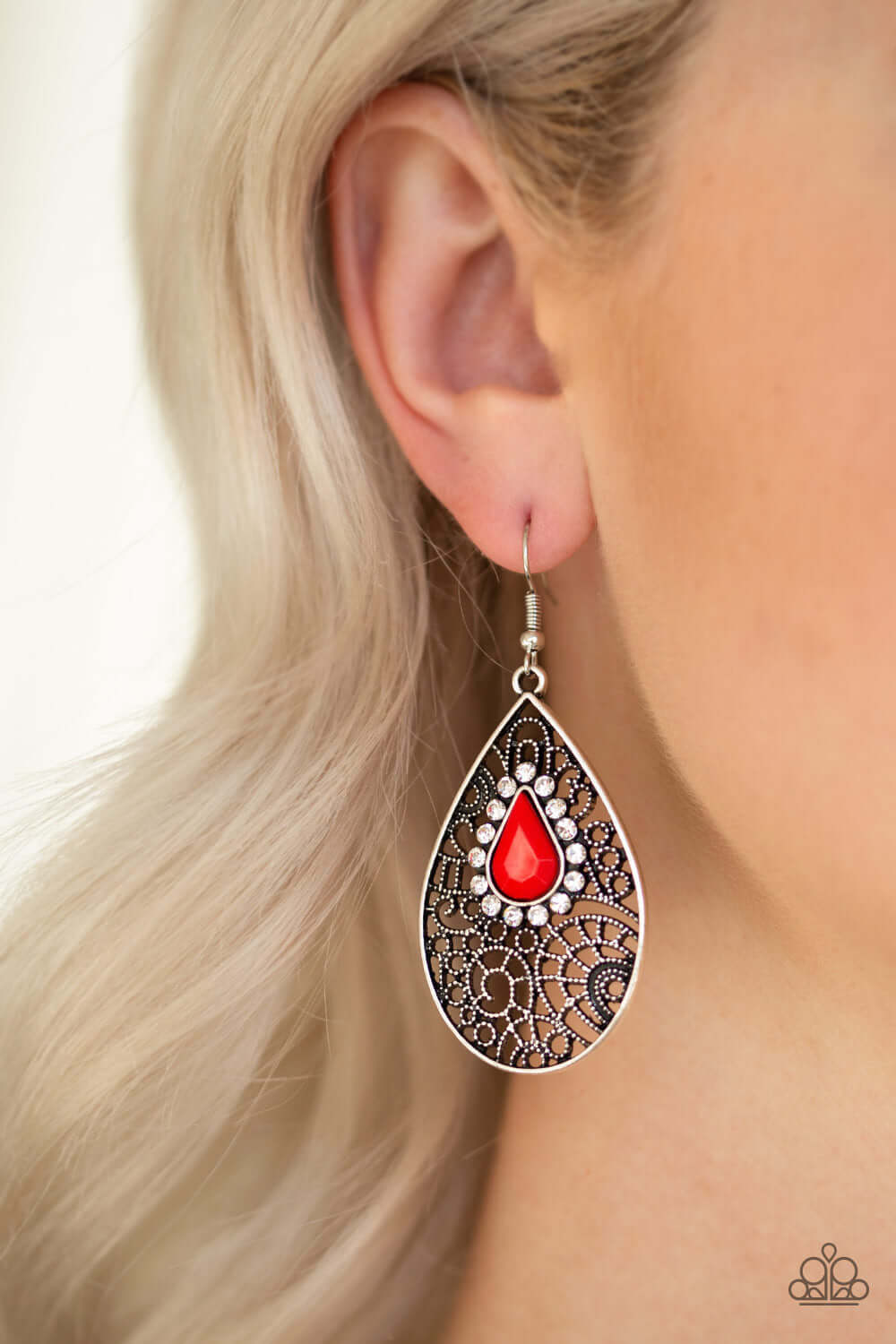 Paparazzi Accessories ✽ Modern Monte Carlo - Red Earrings✽Flat Rate Ship $4.50✽ - Image #2