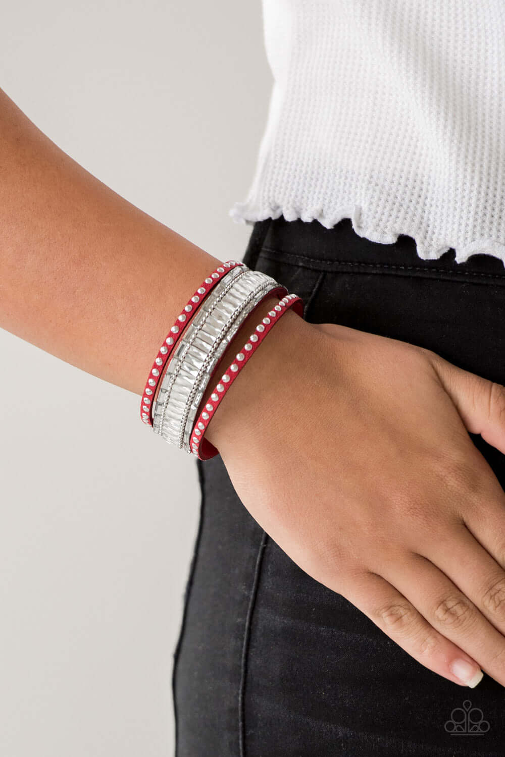 Paparazzi Accessories ✽ Rock Star Rocker - Red Bracelet✽Flat Rate Ship $4.50✽ - Image #2
