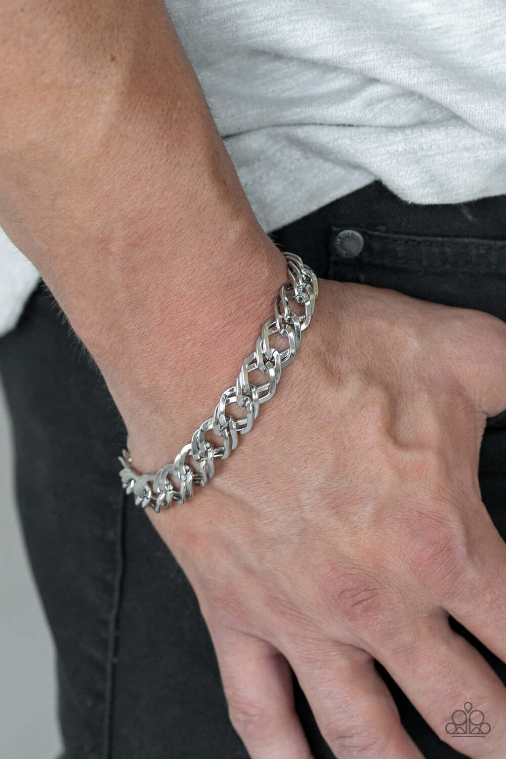 Paparazzi Accessories ✽ On The Ropes - Silver Mens Bracelet✽Flat Rate Ship $4.50✽ - Image #2