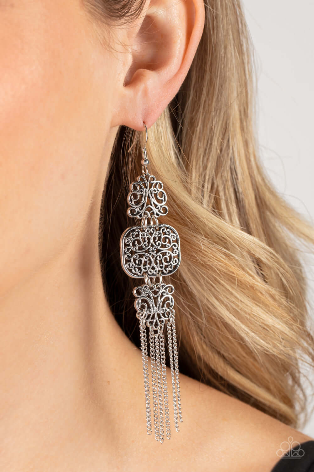 Paparazzi Accessories ❋Eastern Elegance - Silver Earrings❋ Flat Rate Ship $4.50❋ - Image #2