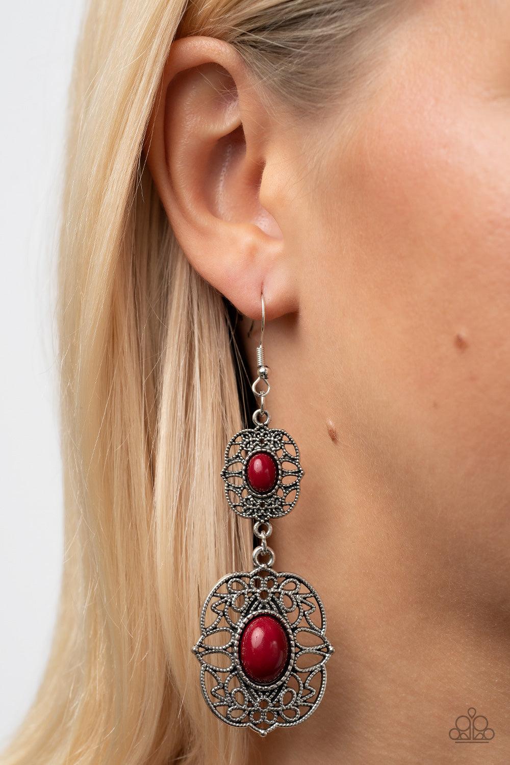Paparazzi Accessories ❋Victorian Villa - Red Earrings❋ Flat Rate Ship $4.50❋ - Image #2