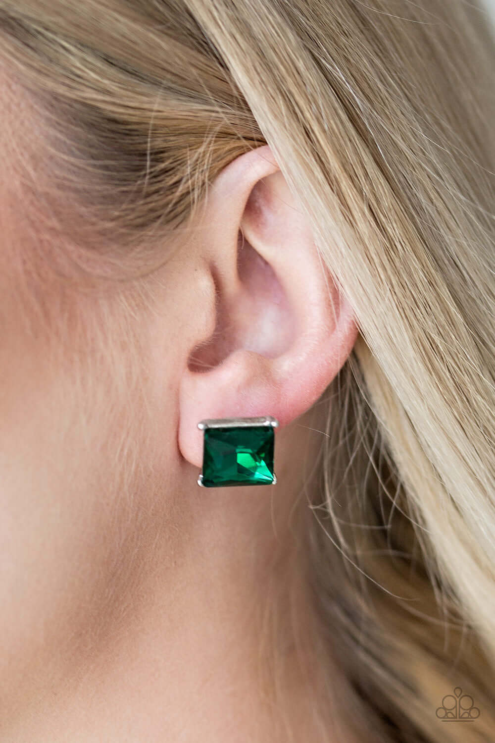 Paparazzi Accessories ✽ The Big Bang - Green Post Earrings✽Flat Rate Ship $4.50✽ - Image #2