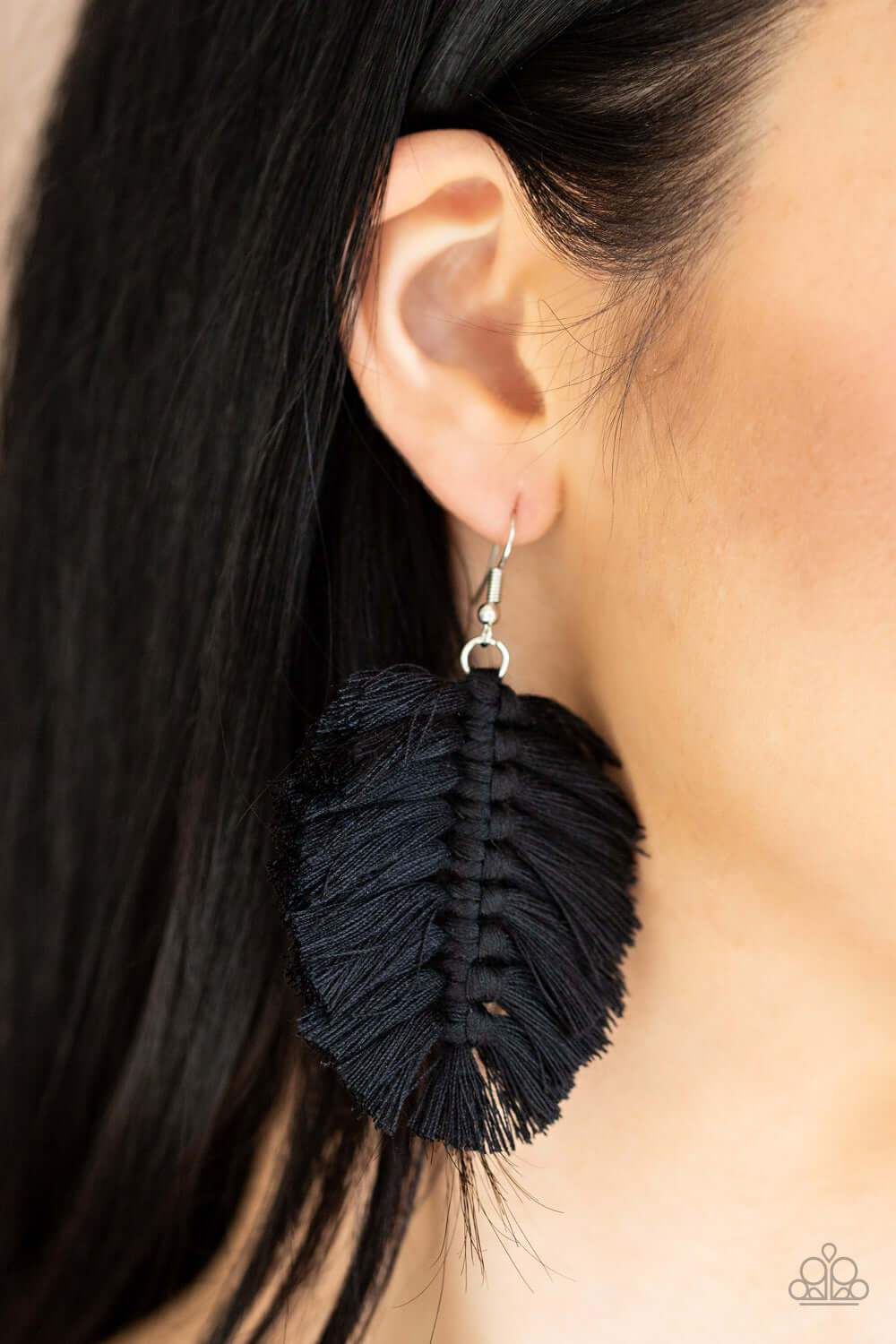 Paparazzi Accessories ✽ Knotted Native - Black Earrings✽Flat Rate Ship $4.50✽ - Image #2