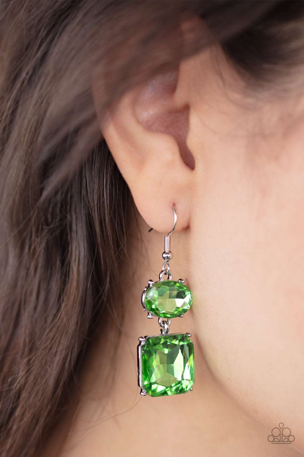 Paparazzi Accessories ✽ All ICE On Me - Green Earrings✽Flat Rate Ship $4.50✽
