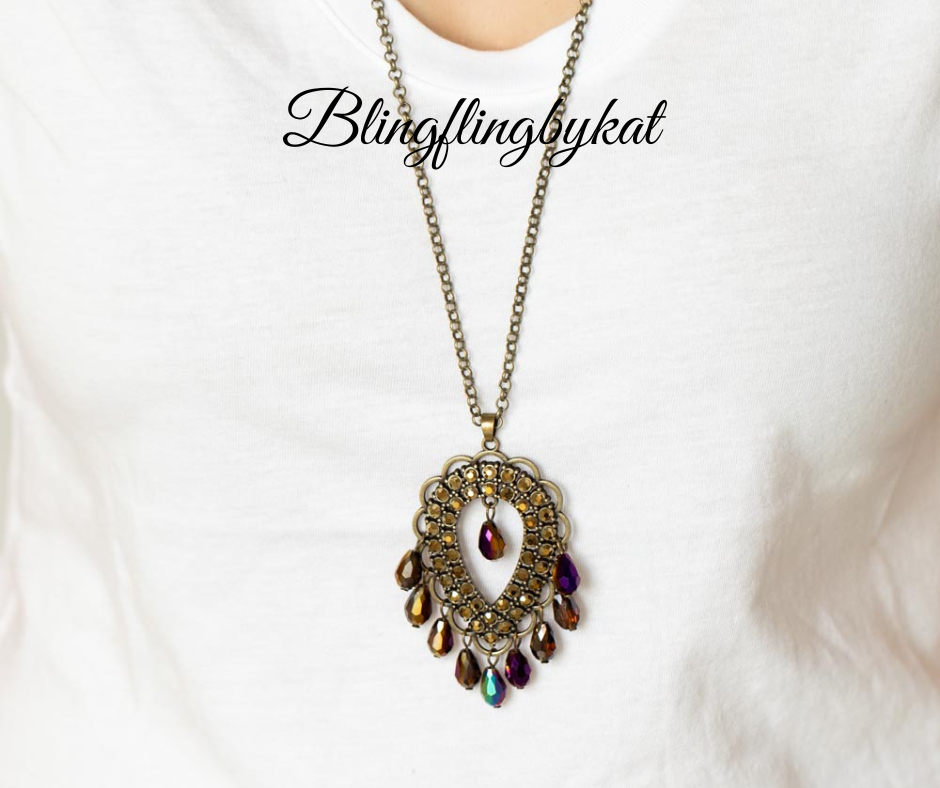 Paparazzi Accessories ✽ Teasable Teardrops - Brass Multi Necklace ✽ Flat Rate Ship $4.50✽ - Image #2