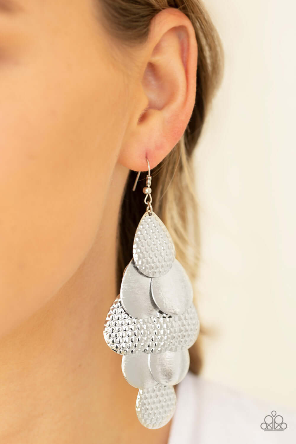 Paparazzi Accessories ✽ Chime Time - Silver Earrings✽Flat Rate Ship $4.50✽ - Image #2