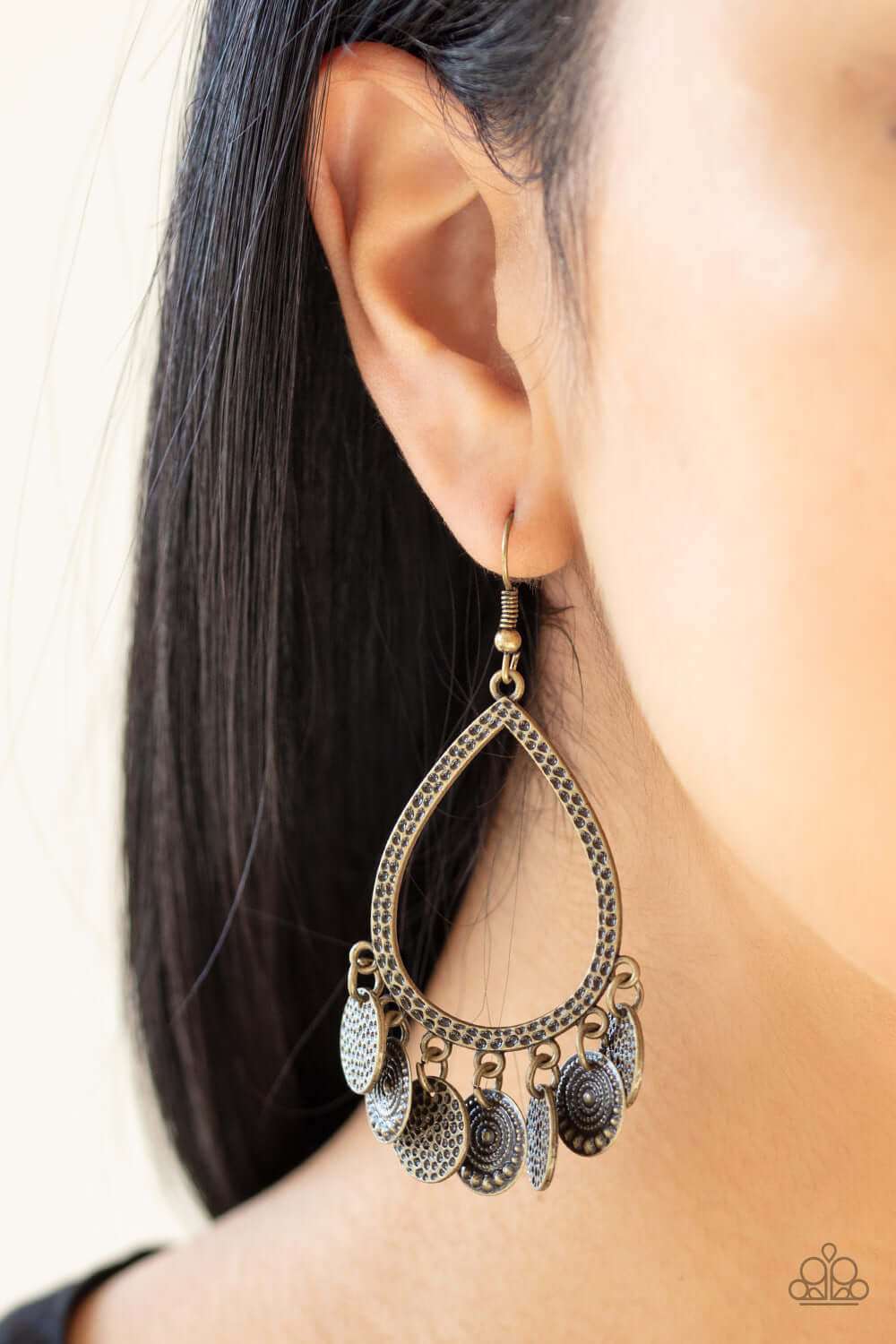 Paparazzi Accessories ✽ All In Good CHIME - Brass Earrings✽Flat Rate Ship $4.50✽ - Image #2