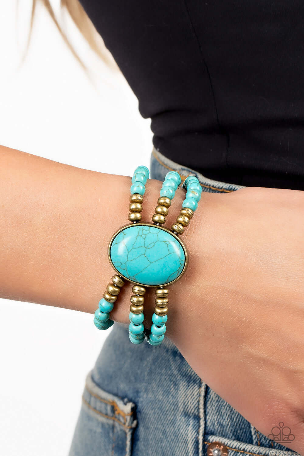 Paparazzi Accessories ❋Stone Pools - Brass Bracelet❋ Flat Rate Ship $4.50❋ - Image #2
