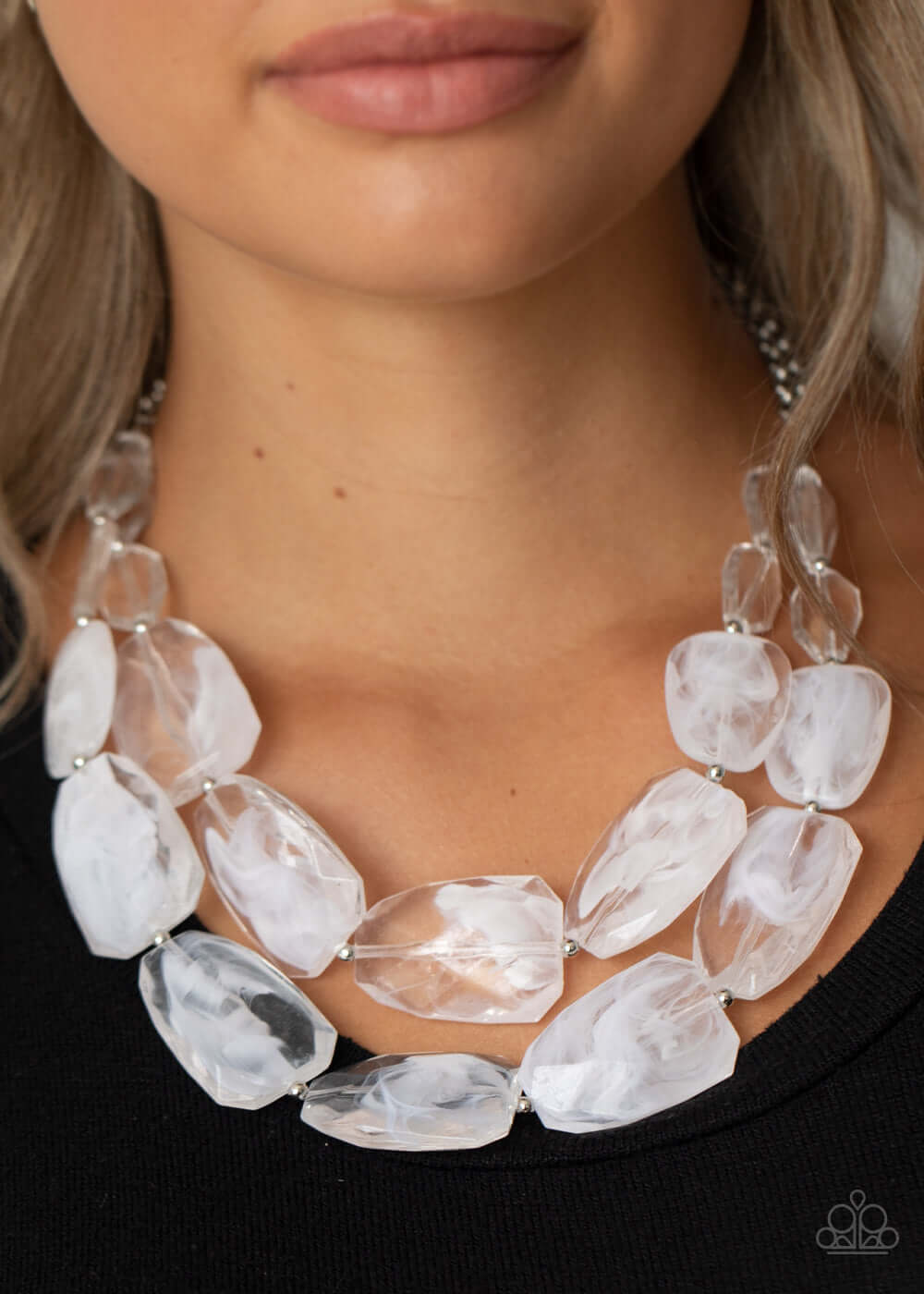 Paparazzi Accessories ✽ Gives Me Chills - White Necklace✽Flat Rate Ship $4.50✽ - Image #2