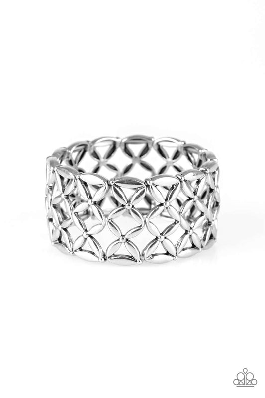 brought✽to✽you✽by✽blingflingbykat✽the-big-bloom-silver-bracelet✽paparazzi-accessories