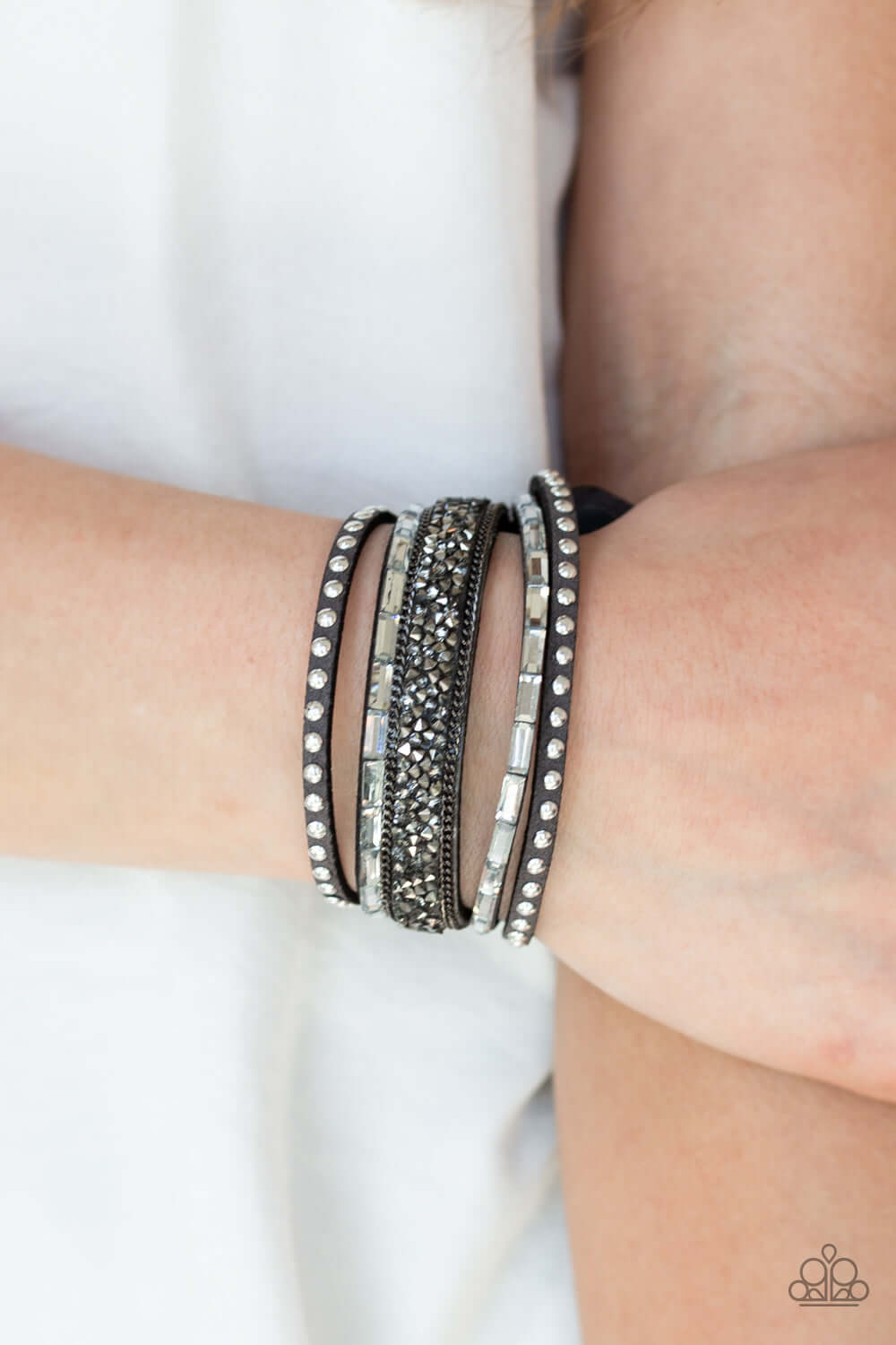 Paparazzi Accessories ✽ Rhinestone Rocker - Silver Bracelet✽Flat Rate Ship $4.50✽ - Image #2